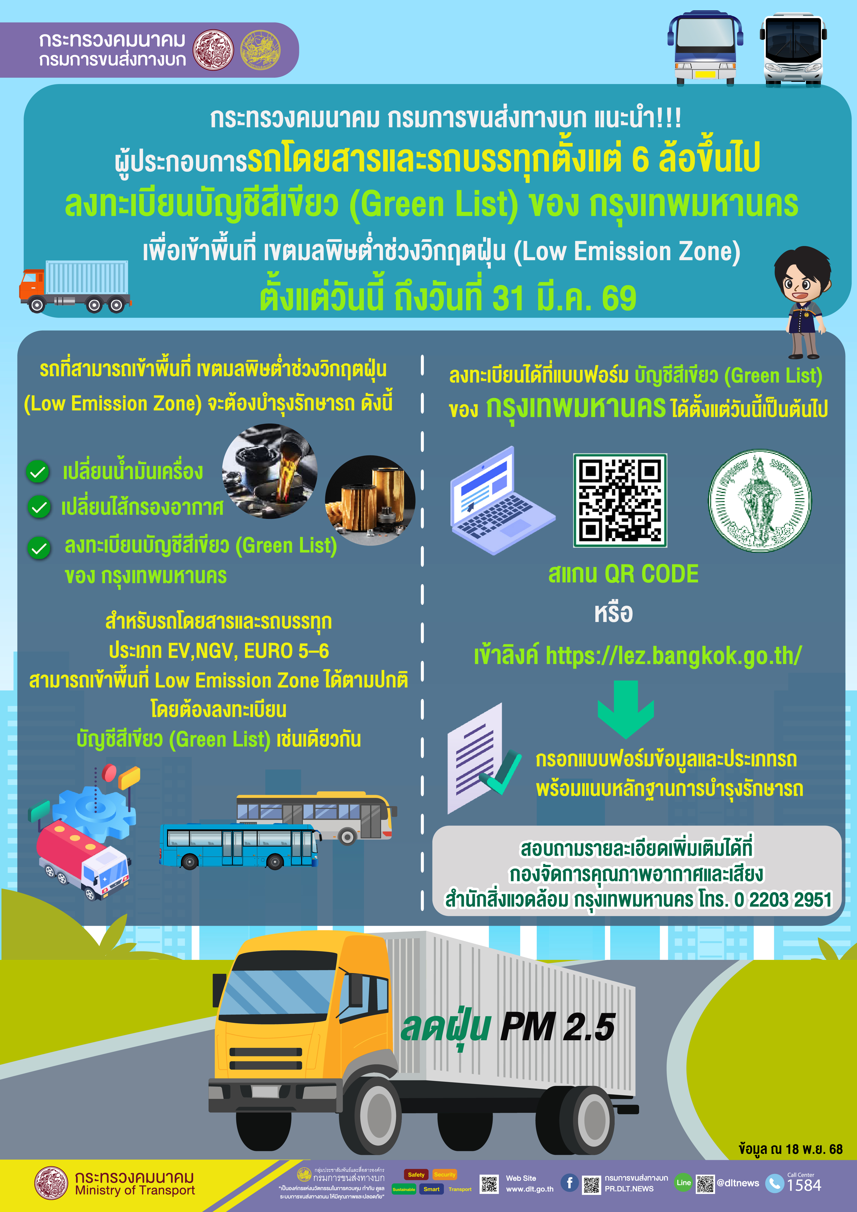 ขอความร่วมมือผู้ประกอบการขนส่งสินค้าตรวจสอบและบำรุงรักษาเครื่องยนต์ให้อยู่ในสภาพพร้อมใช้งาน 